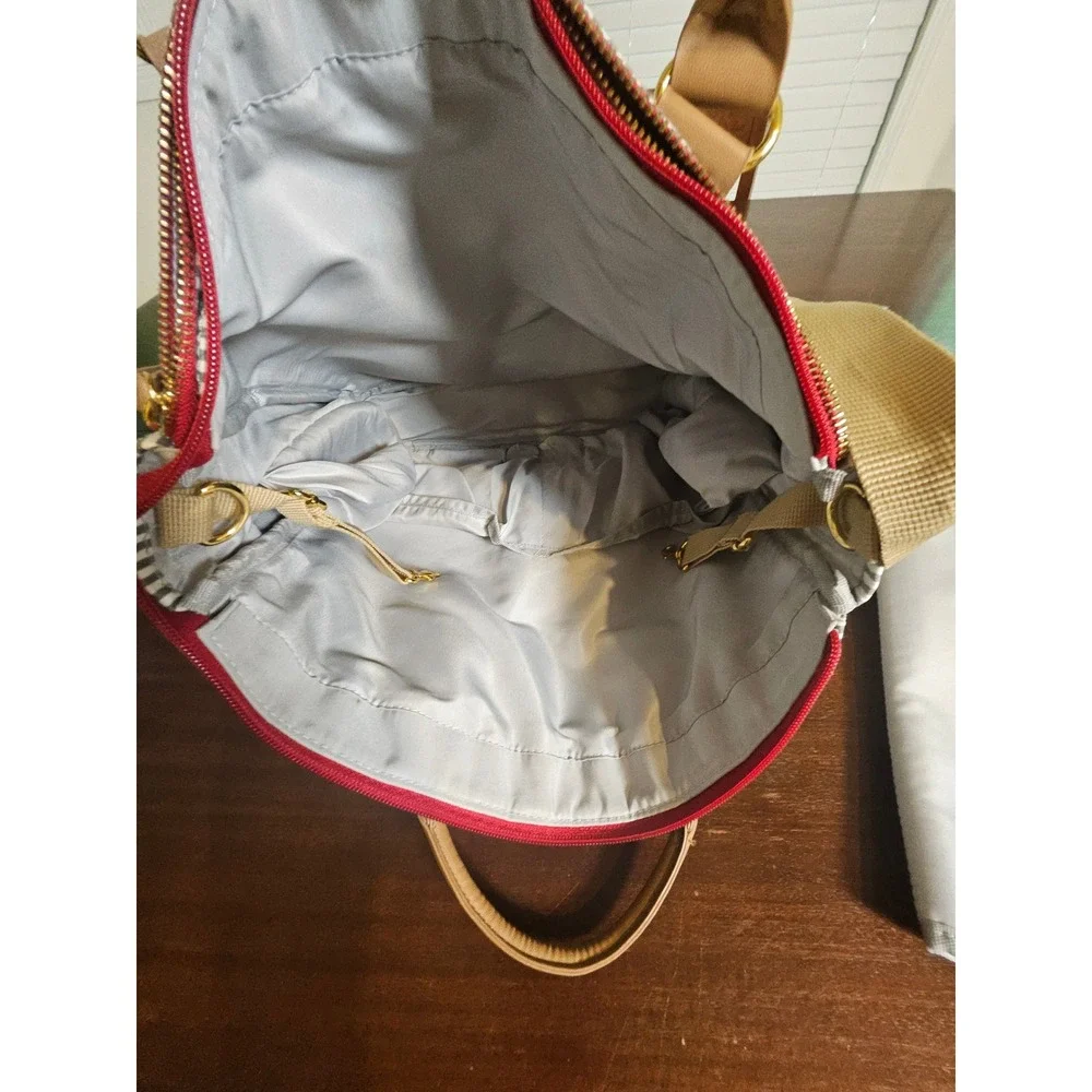 Skip Hop Duo Signature Diaper Bag Grey White Stripe Canvas Tote